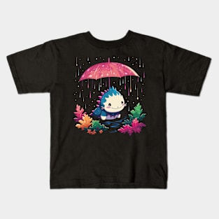 Axolotl Rainy Day With Umbrella Kids T-Shirt